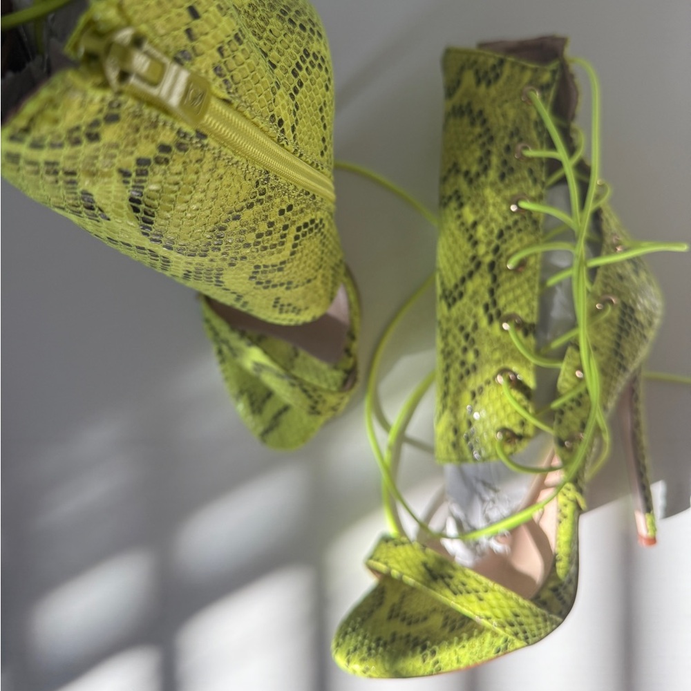 Lime Green Snake Skin Heels